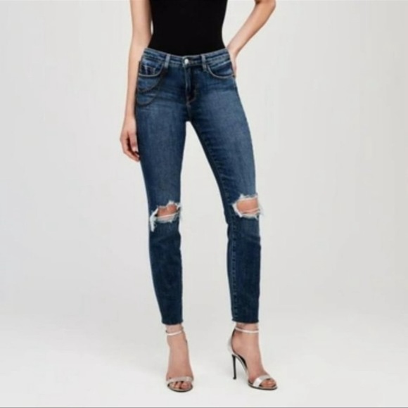 🆕 L’AGENCE “Luna” high rise straight leg distressed jeans Size 28 - Picture 11 of 11